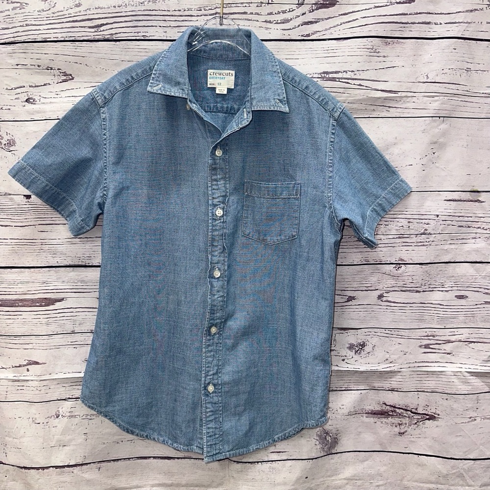 Crewcuts Boys Everyday Blue Chambray Shirt Size 12